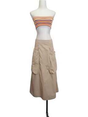 🦔🦔Beige Utility Midi Skirt with Cargo Pockets - Classic Women's Skirt